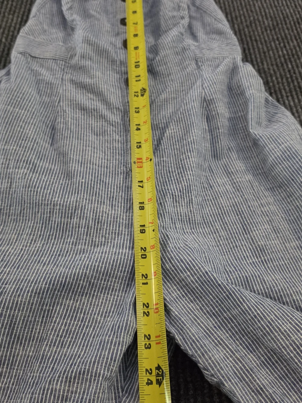 Wide-Leg Button-Front Jumpsuit - Light Blue Pinstripe